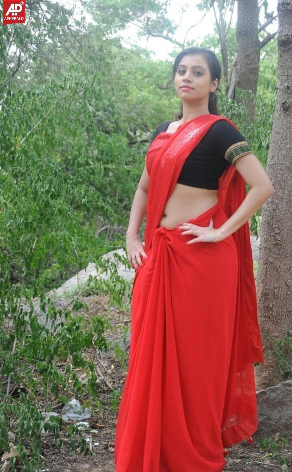 Priyanka Spicy Pics In Red Saree