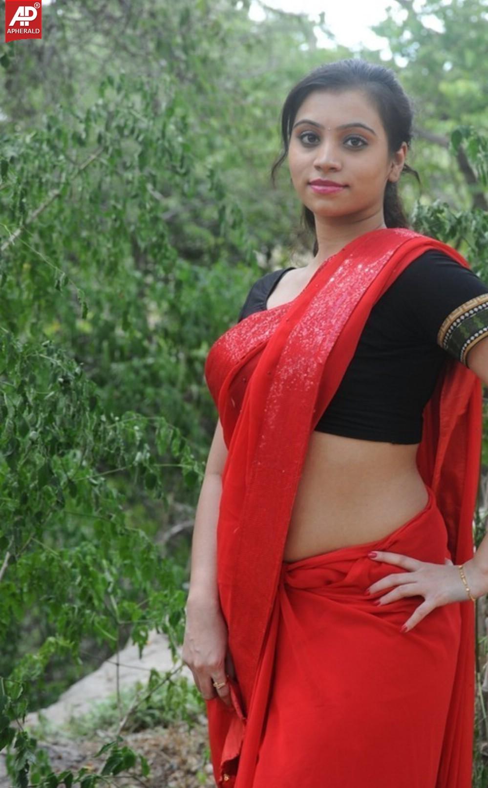 Priyanka Spicy Pics In Red Saree