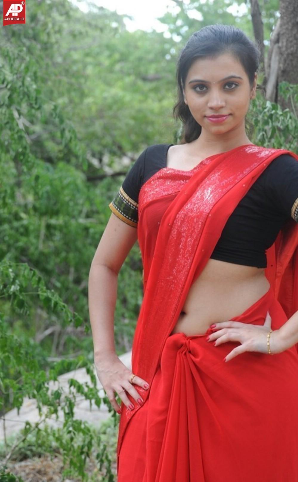 Priyanka Spicy Pics In Red Saree