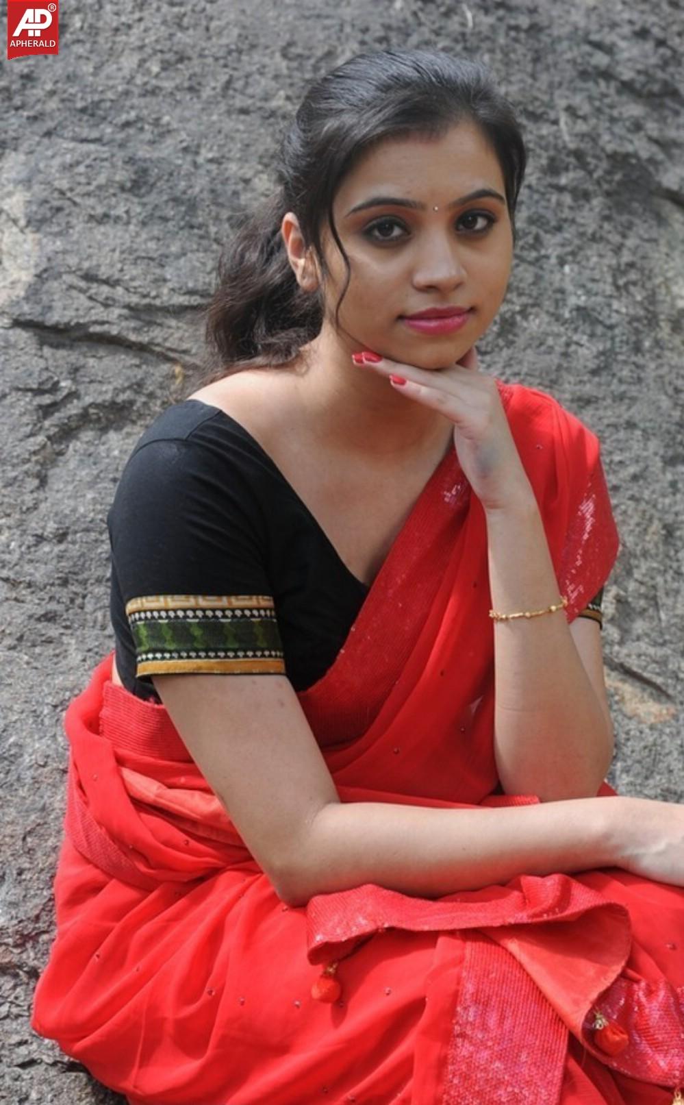 Priyanka Spicy Pics In Red Saree