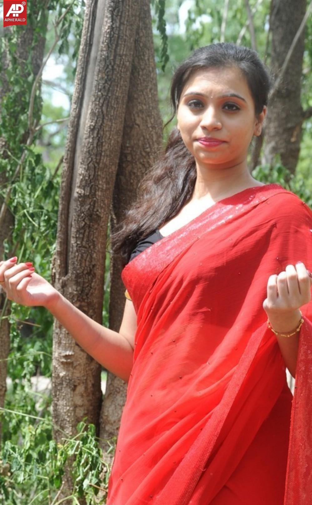 Priyanka Spicy Pics In Red Saree