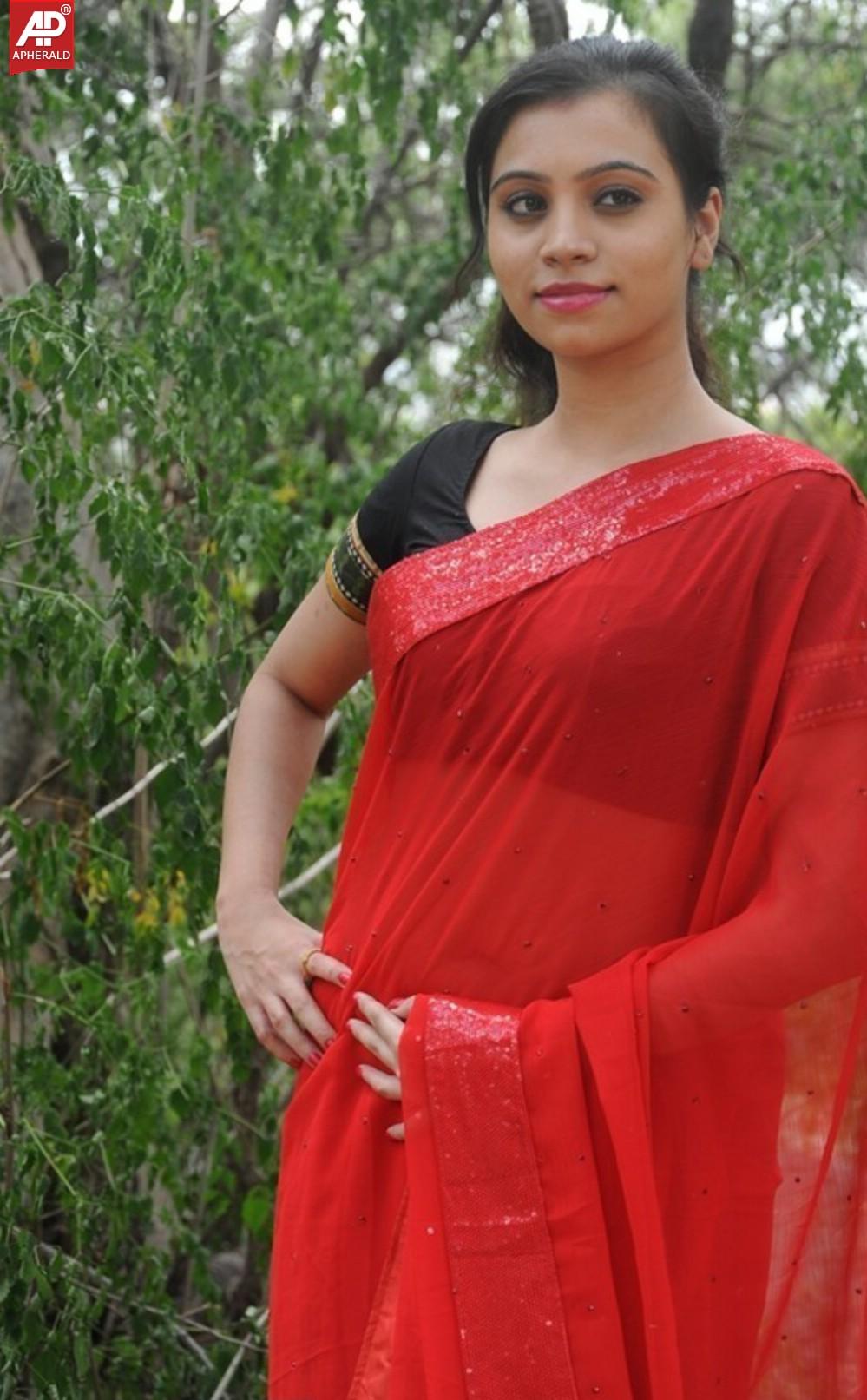 Priyanka Spicy Pics In Red Saree