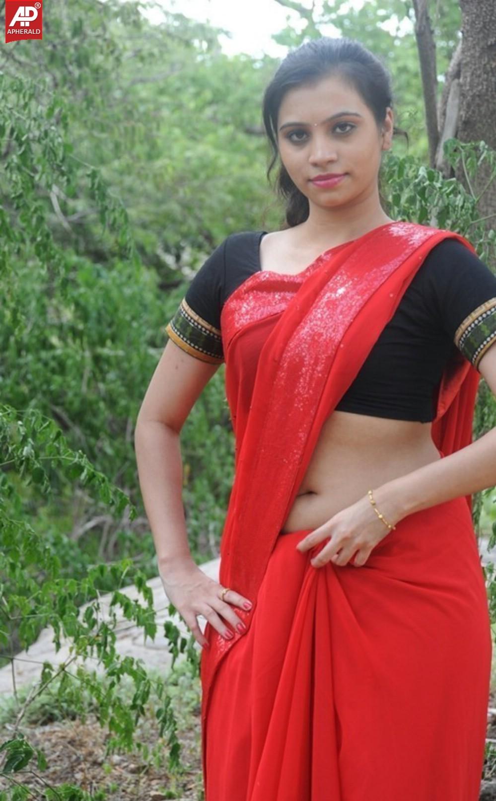 Priyanka Spicy Pics In Red Saree