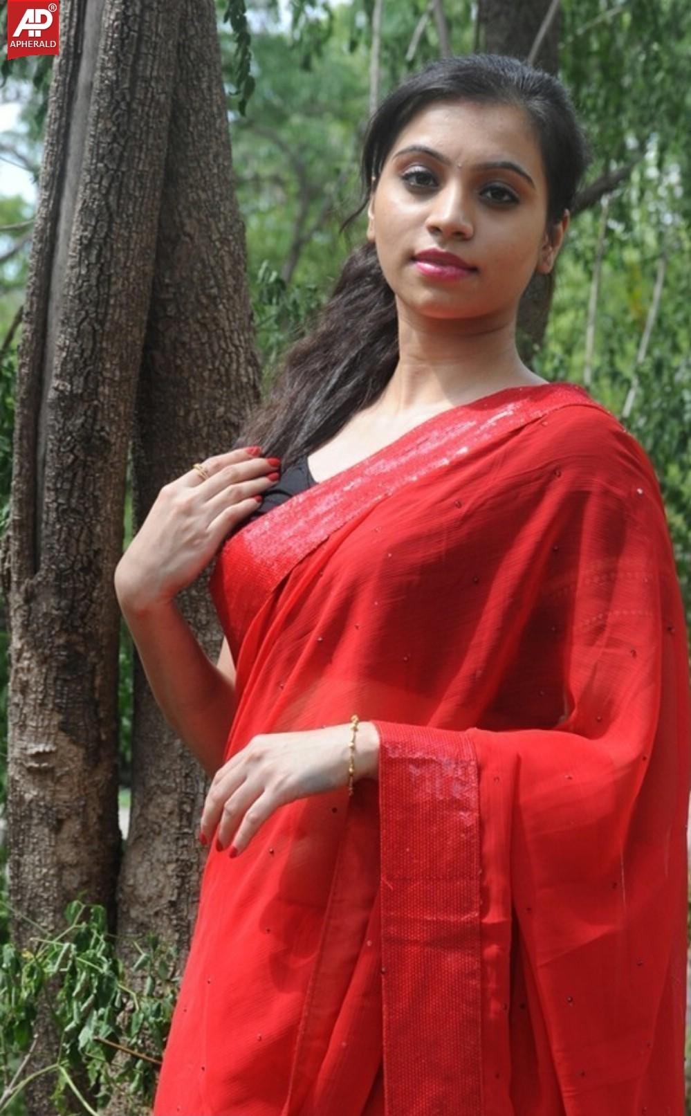 Priyanka Spicy Pics In Red Saree