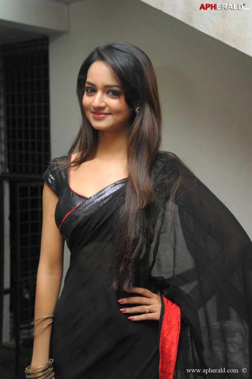 Shanvi Hot in Black Saree Photos