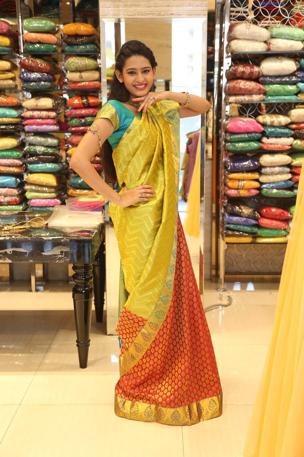 Swetha Jadhav Saree Photos At CMR Designer Bridal Collection