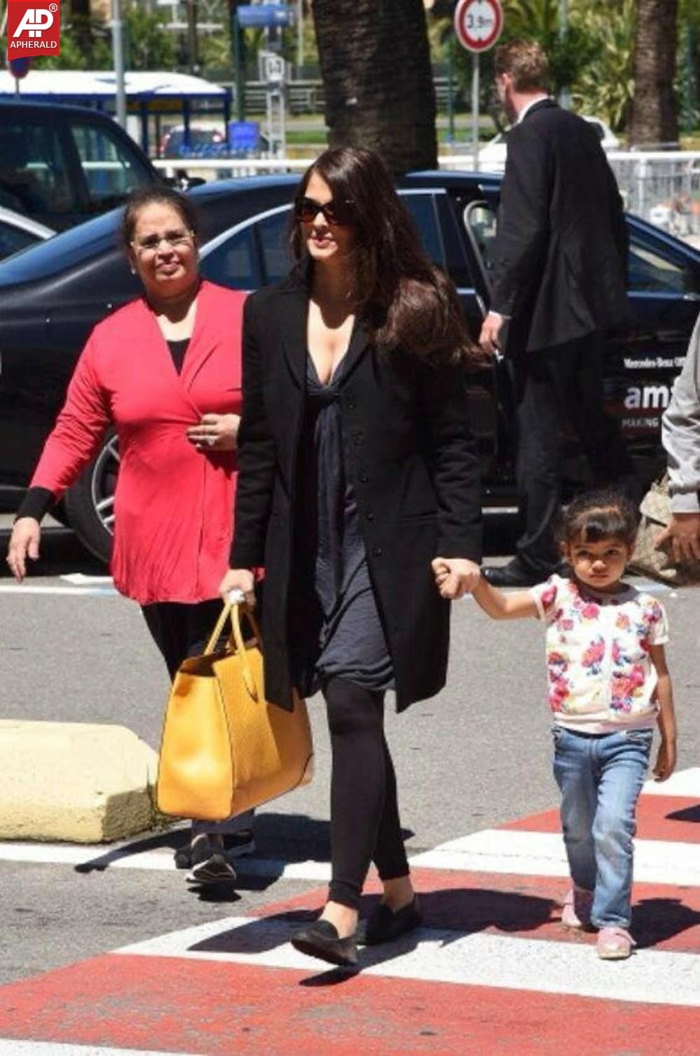 Aishwarya Rai with Aaradhya at Nice Airport