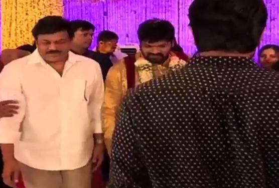 Chiranjeevi and Ram Charan At Manoj Engagement Photos