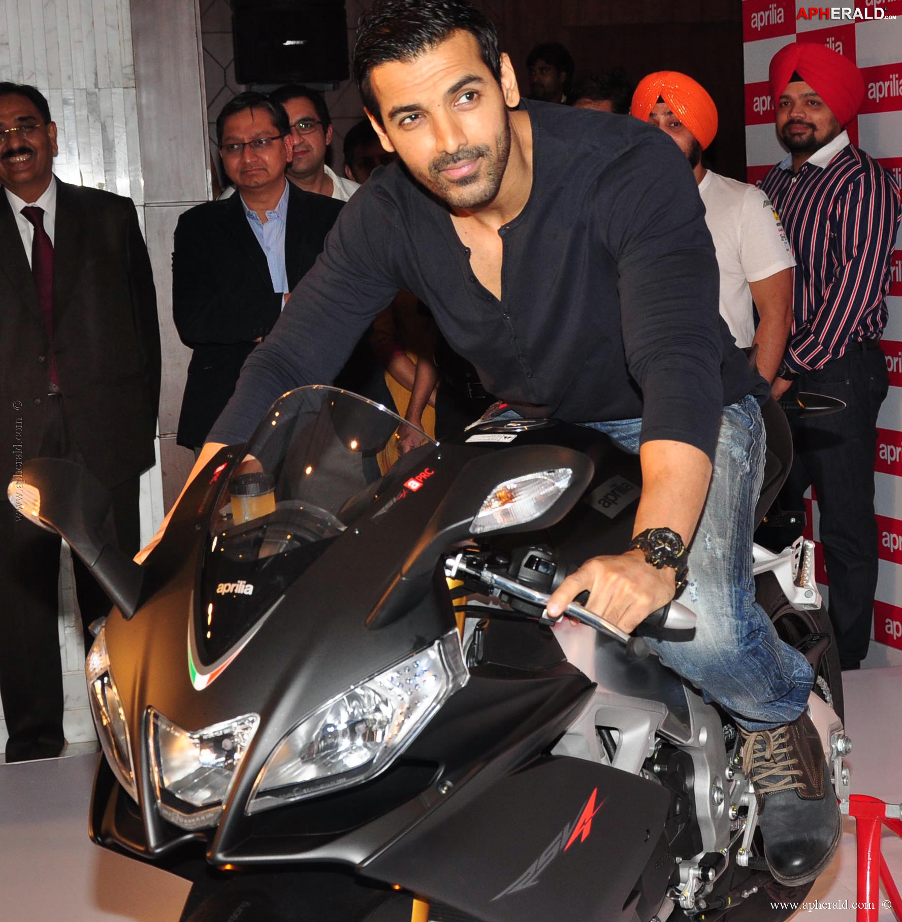 John Abraham owns an Black Aprilia RSV4