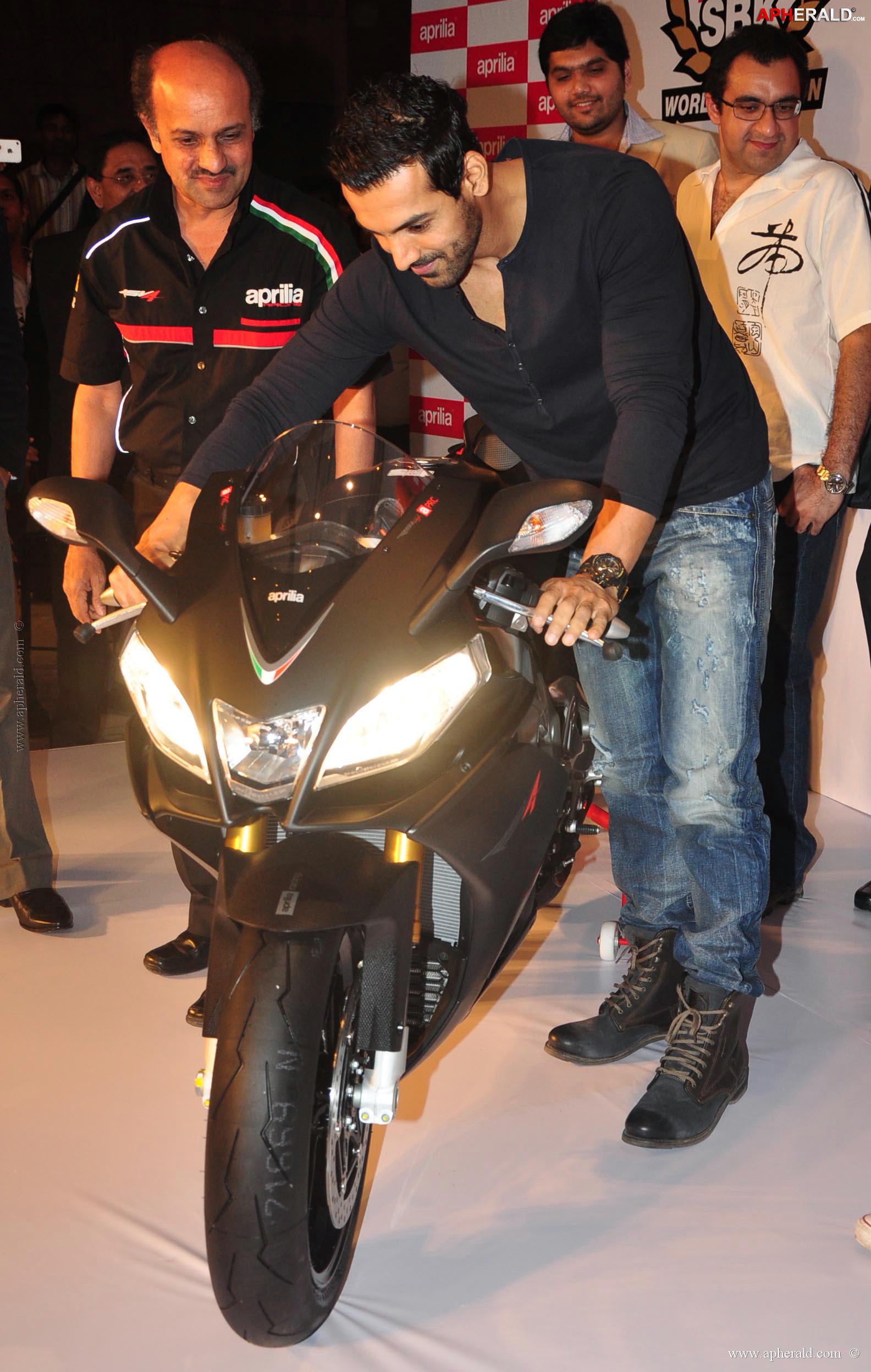 John Abraham owns an Black Aprilia RSV4