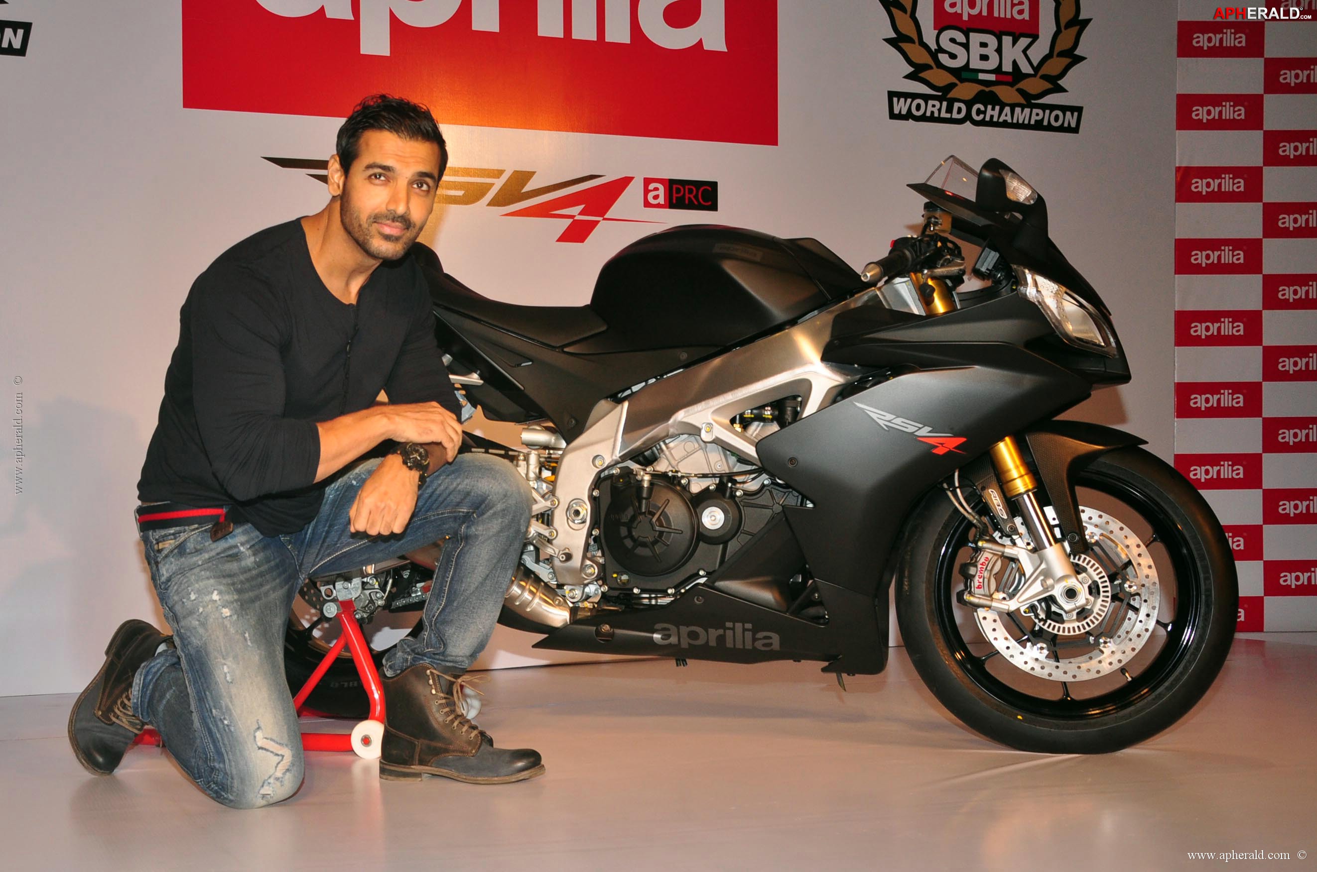 John Abraham owns an Black Aprilia RSV4