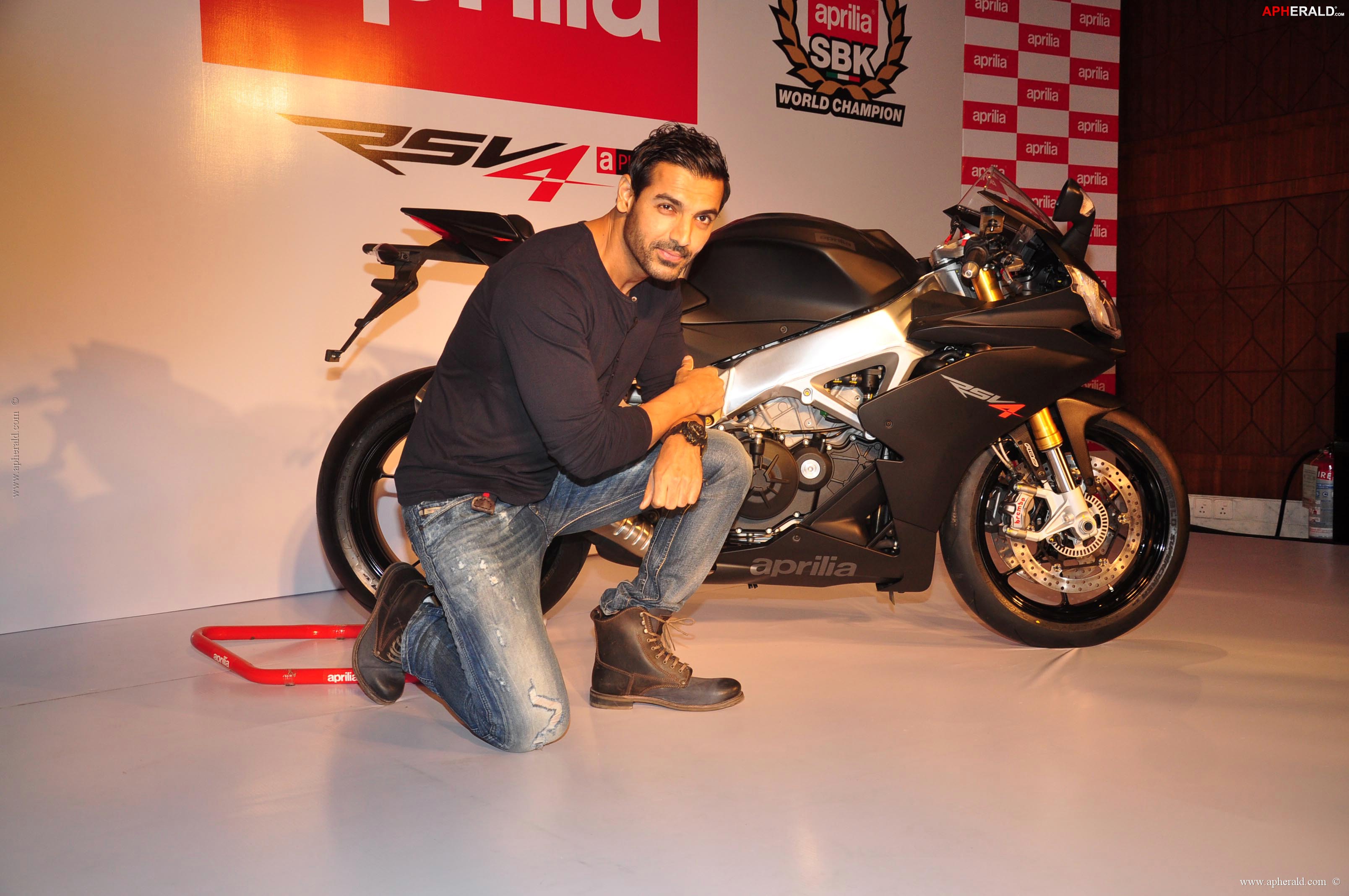 John Abraham owns an Black Aprilia RSV4