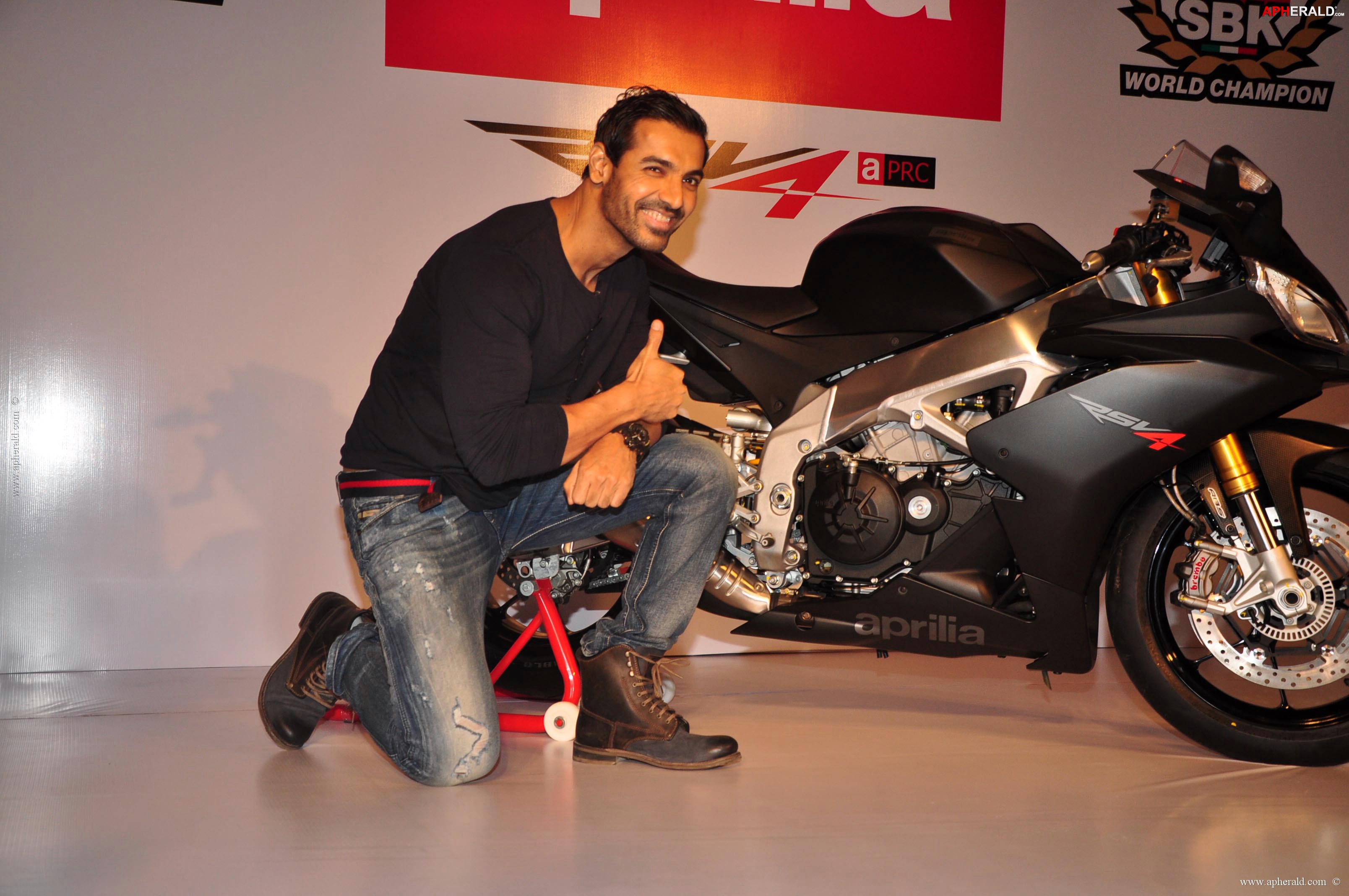 John Abraham owns an Black Aprilia RSV4