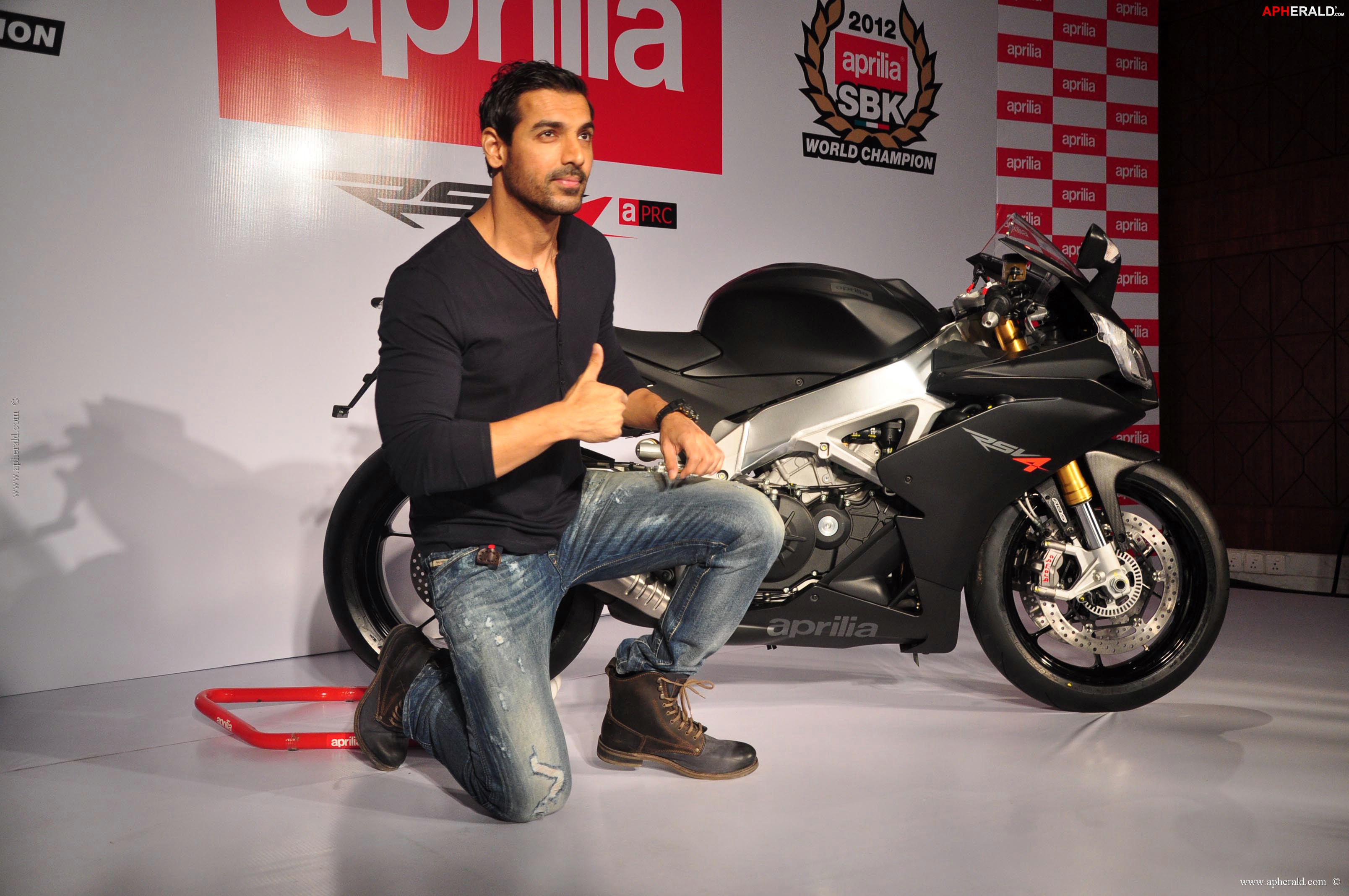 John Abraham owns an Black Aprilia RSV4