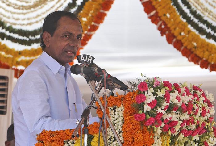 KCR sworn in as First CM