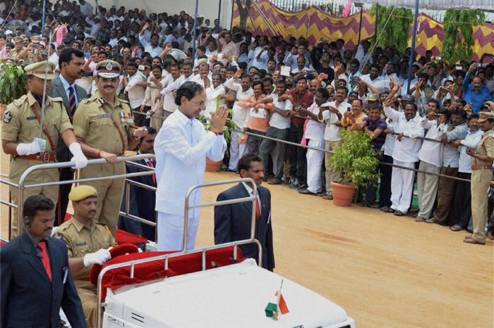 KCR sworn in as First CM