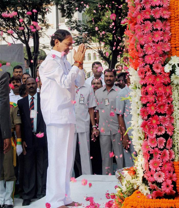 KCR sworn in as First CM