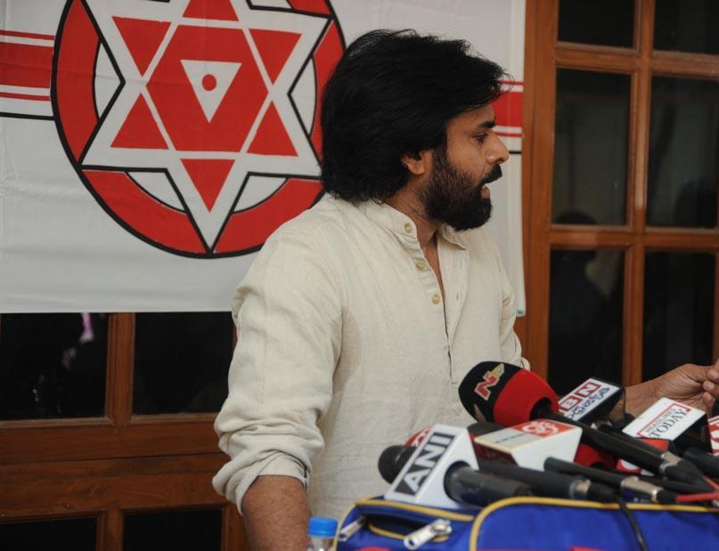 Pawan Kalyan At Jana Sena Press Meet Photos