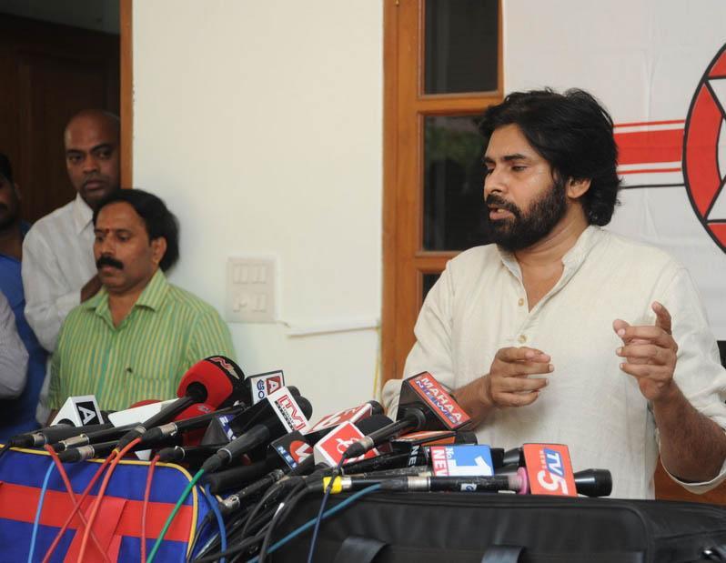 Pawan Kalyan At Jana Sena Press Meet Photos
