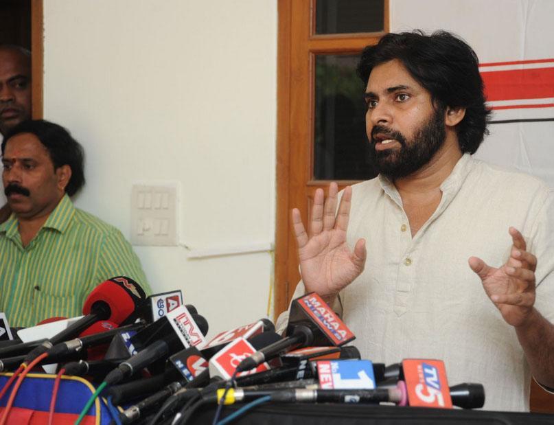 Pawan Kalyan At Jana Sena Press Meet Photos