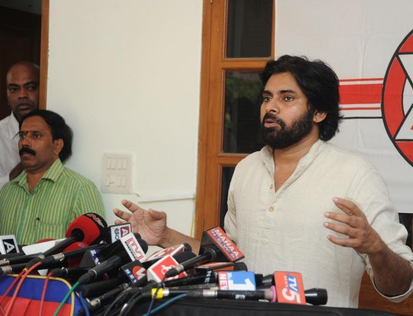 Pawan Kalyan At Jana Sena Press Meet Photos