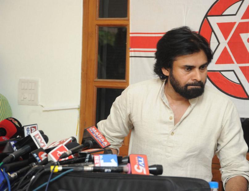 Pawan Kalyan At Jana Sena Press Meet Photos
