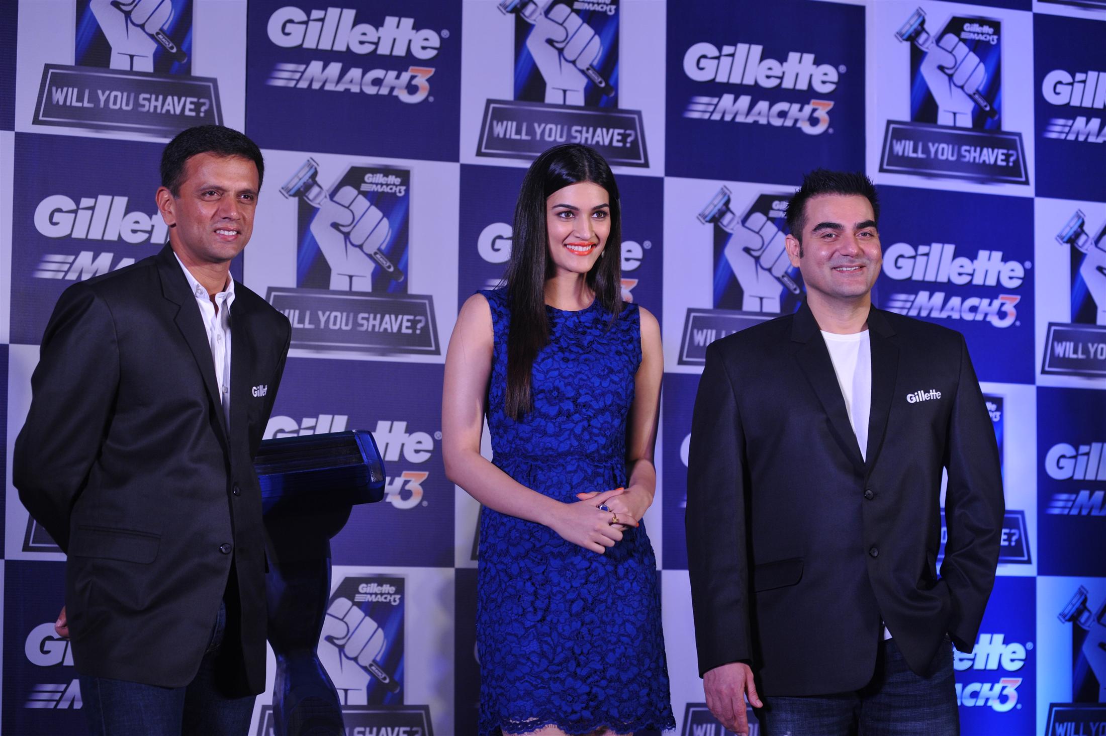 Rahul Dravid Arbaaz Khan and Kriti Sanon at Gillette Campaign