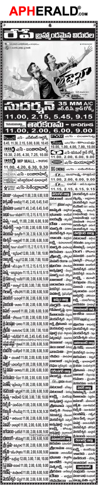 'Tadakha' Hyderabad Theaters List