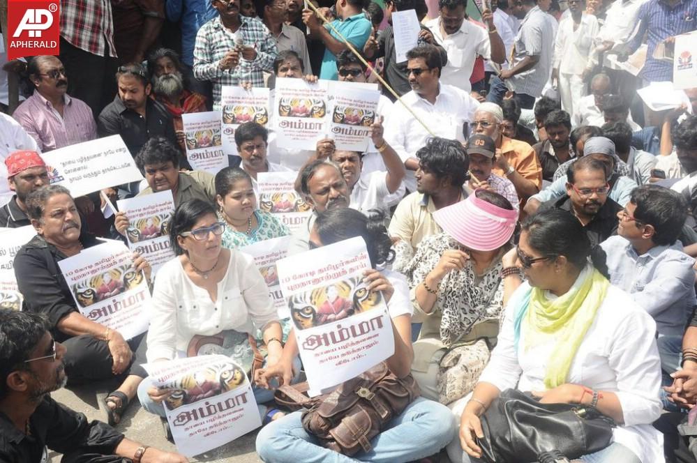 Tamil Film Industry Protests Outside Sri Lankan