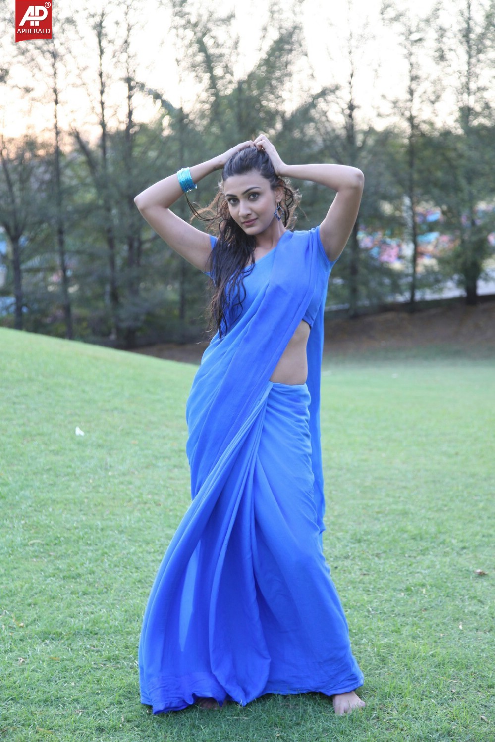 Neelam Upadhyay Spicy in Blue Sraee Pics