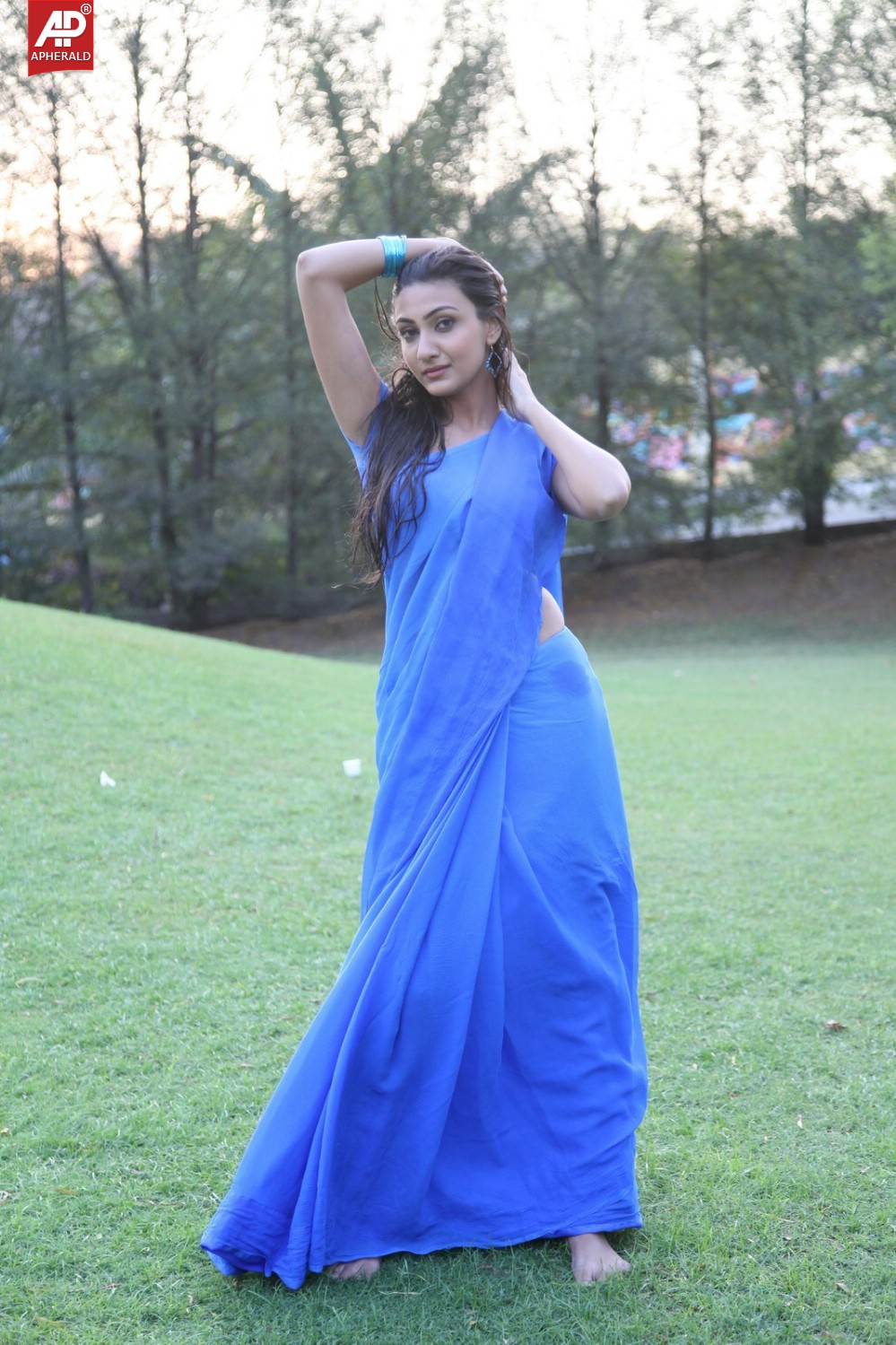 Neelam Upadhyay Spicy in Blue Sraee Pics