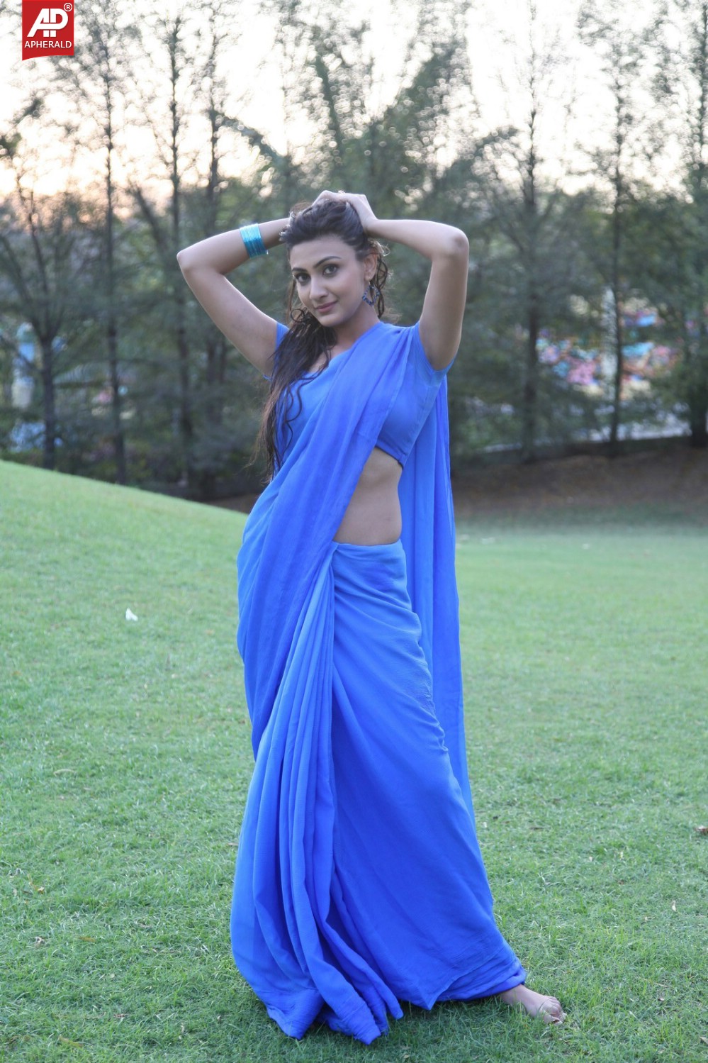 Neelam Upadhyay Spicy in Blue Sraee Pics