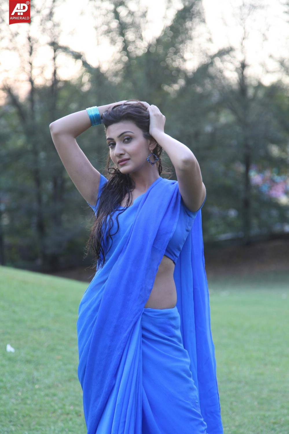 Neelam Upadhyay Spicy in Blue Sraee Pics