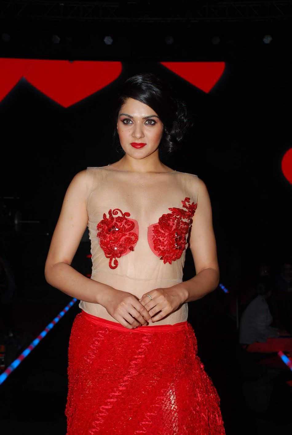 Sakshi Chaudhary Sexy Cleavage Stills In Transparent Dress