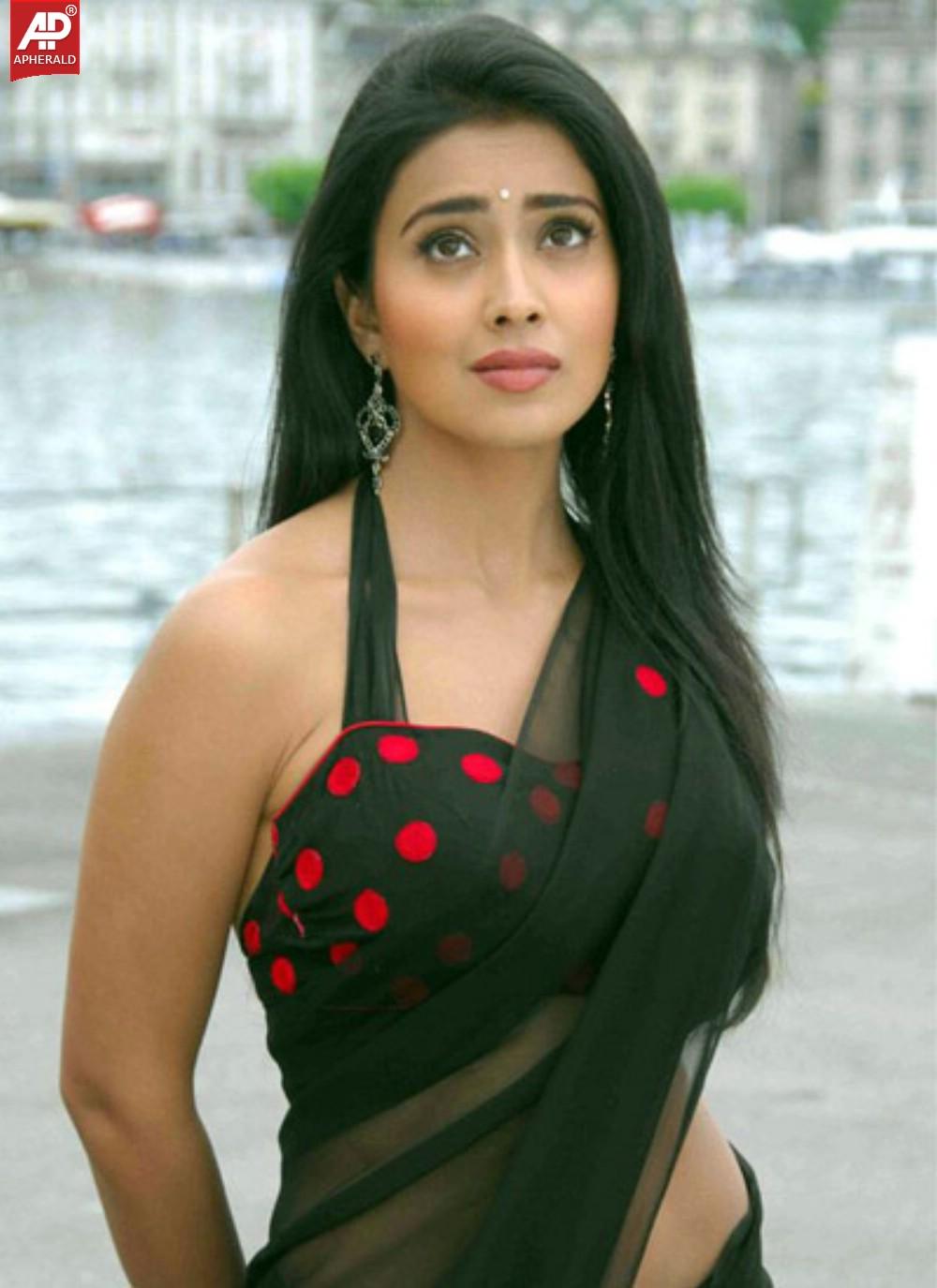 shriya saran hot photo in black saree