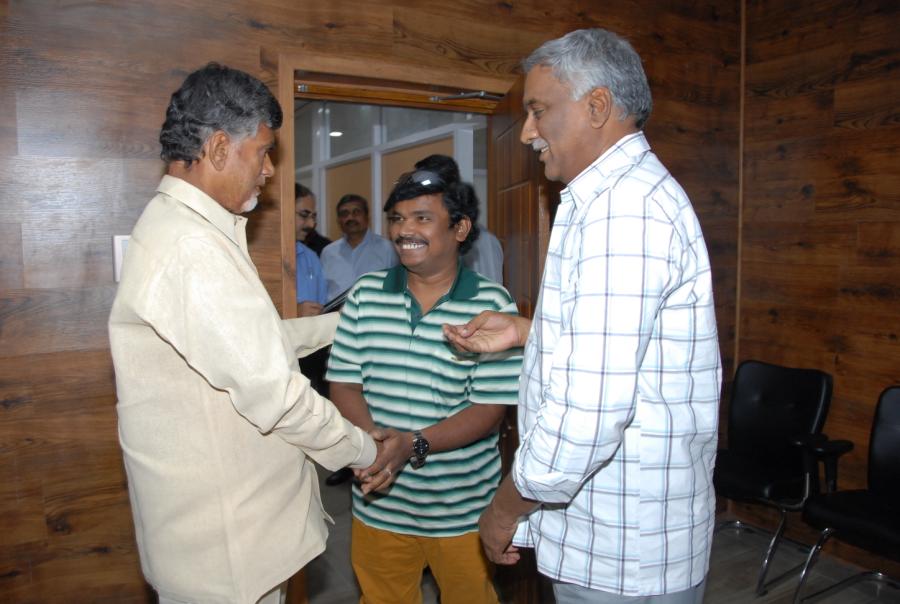 Cheque Presentation By Sampoornesh Babu To AP CM