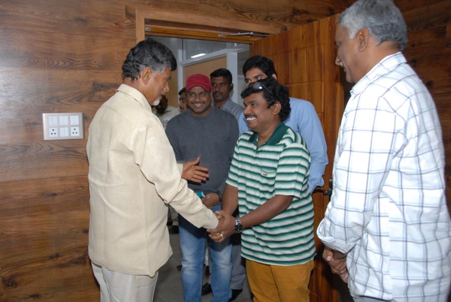 Cheque Presentation By Sampoornesh Babu To AP CM