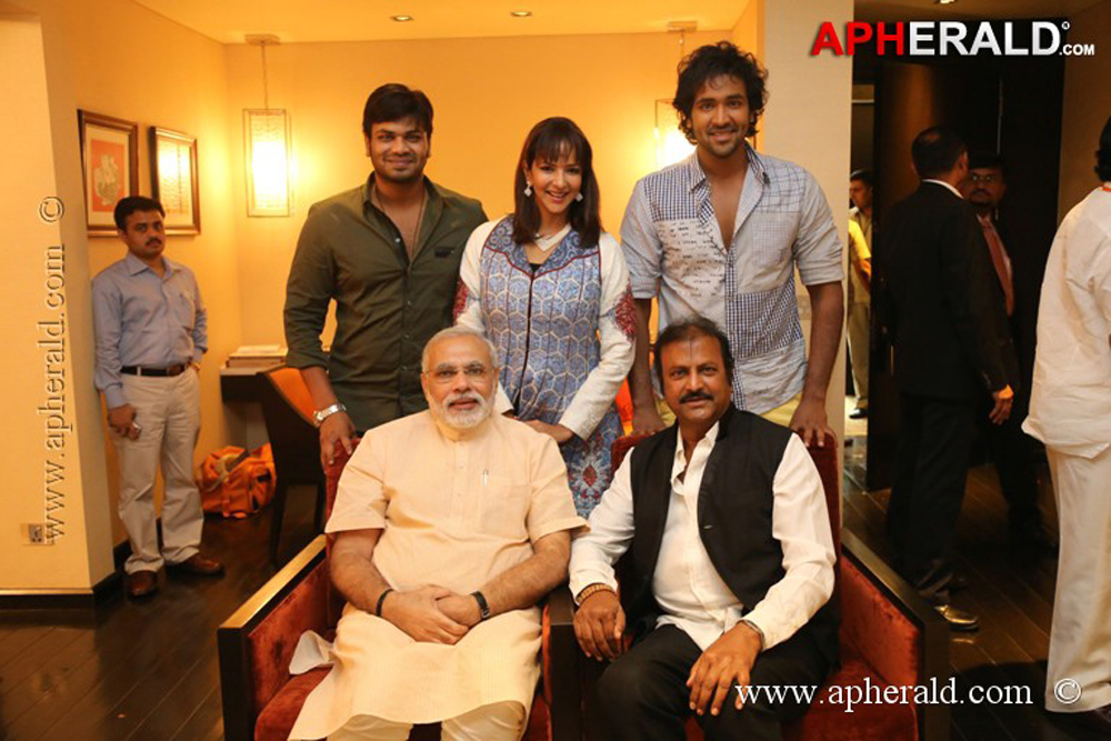 Mohan Babu Family with Modi Photos