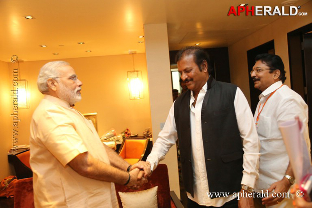 Mohan Babu Family with Modi Photos