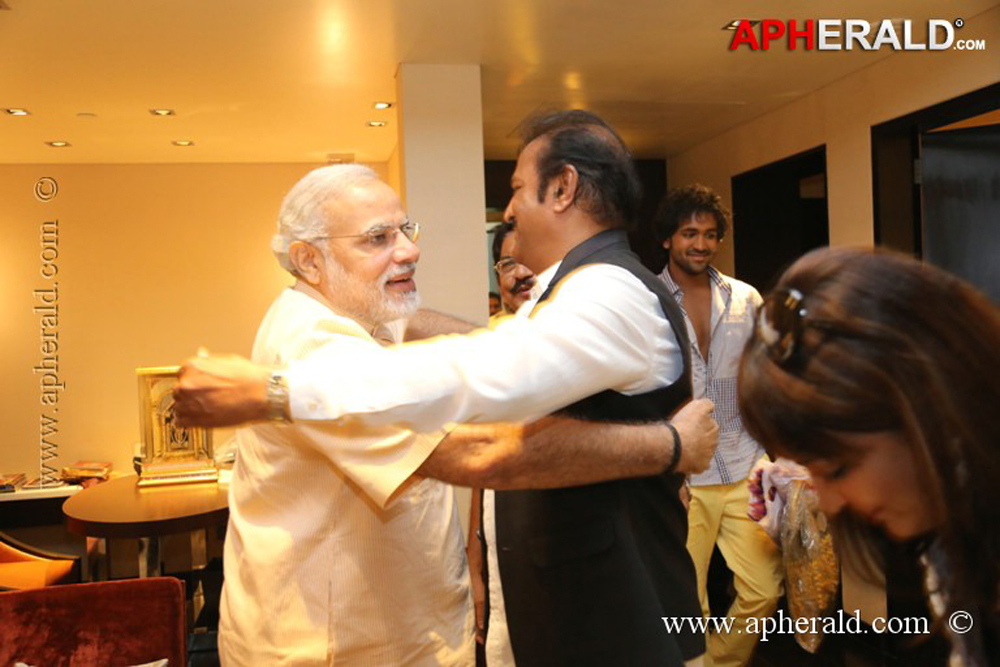 Mohan Babu Family with Modi Photos