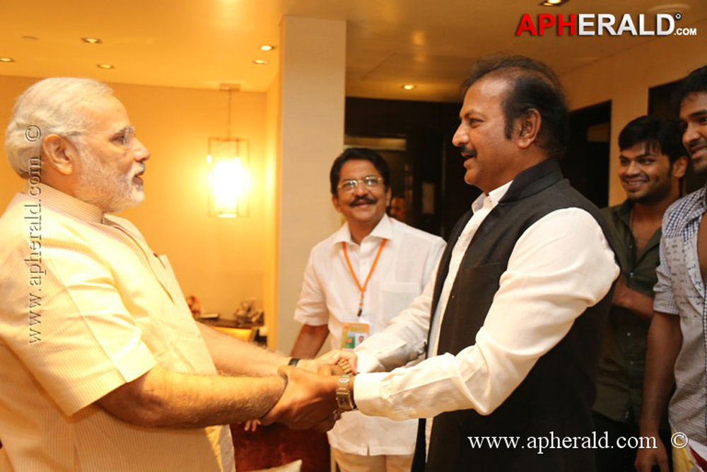 Mohan Babu Family with Modi Photos