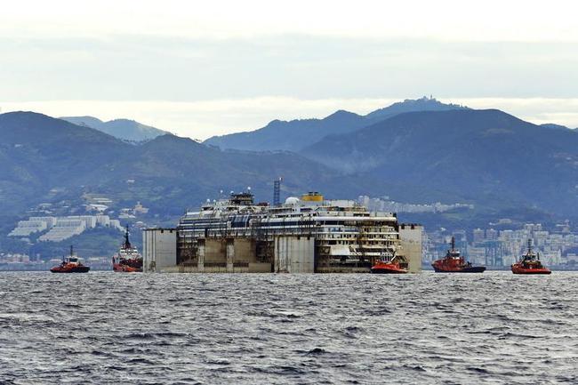 Wrecked Costa Concordia completes its Final Voyage