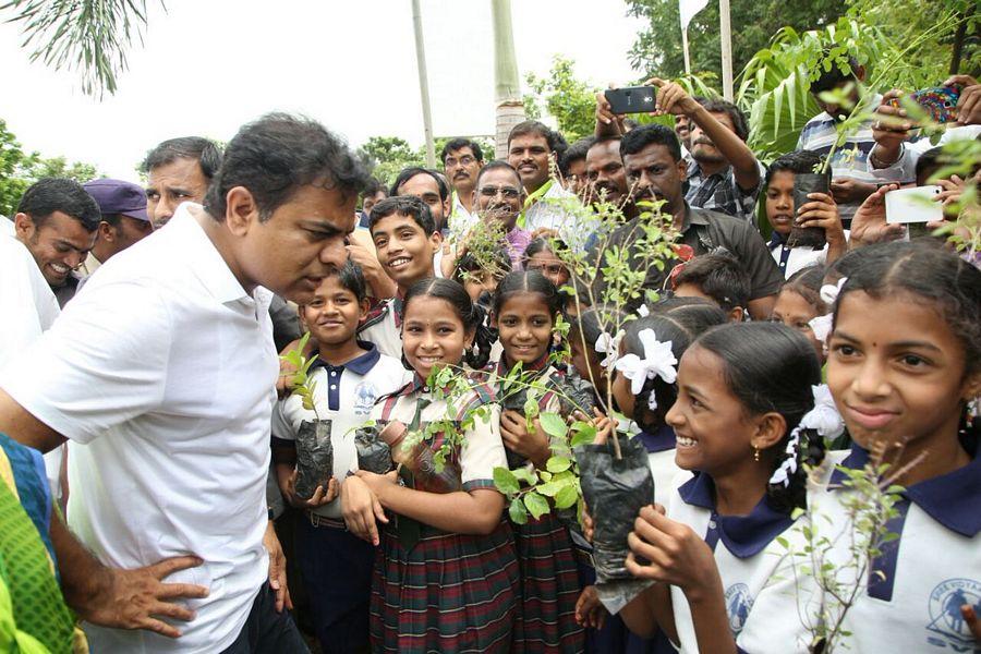 KTR planted saplings at Botanical Gardens as part of Haritha Haram
