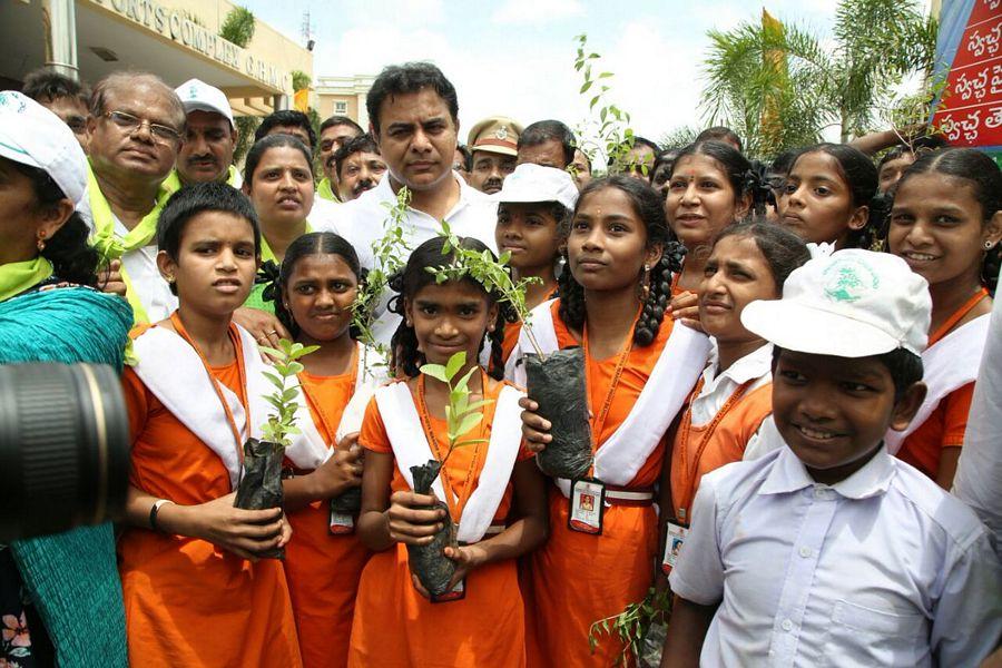 KTR planted saplings at Botanical Gardens as part of Haritha Haram