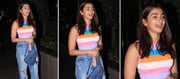 Pooja Hegde Spotted In Colorful Striped Top At Mumbai