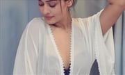Payal Rajput in Transparent White Bath Robe Dress
