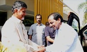 Telangana  cm KCR Spotted at Chandra babu House at Vijyawada