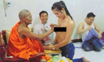 Monk touching girl breasts sparks outrage