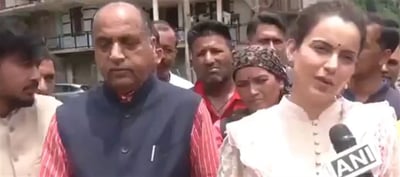 BJP MP Kangana Ranaut Laughing While Visiting Mandi Which Was Devastated By Cloudburst - People Elected Clowns To Parliament