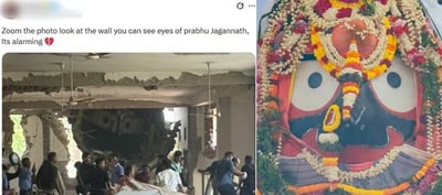 'Lord Jagannath Eyes' At Plane Crash Site? Netizens Share Viral Photos Linking Plane Crash To Eagle Flying Over Puri Jagannath Temple